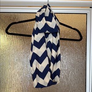 Chevron Pattern Infinity Scarf - Navy and Cream